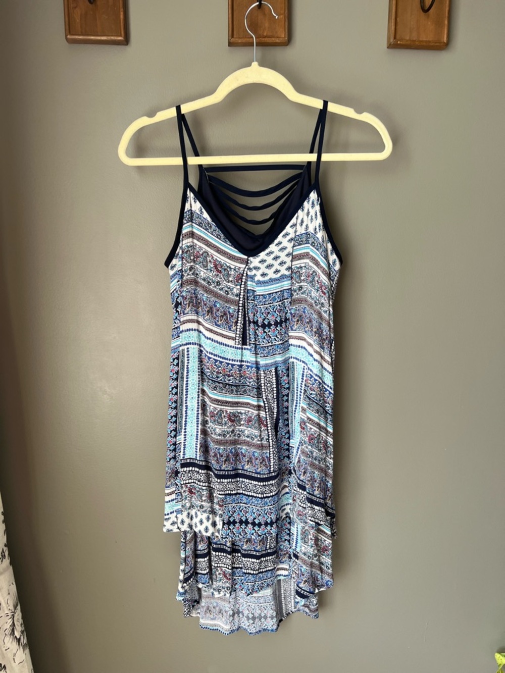 Alyx Navy and Light Blue Paisley-Print Strappy Dress
